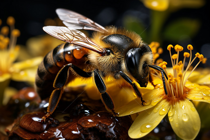 花环中的蜜蜂图片