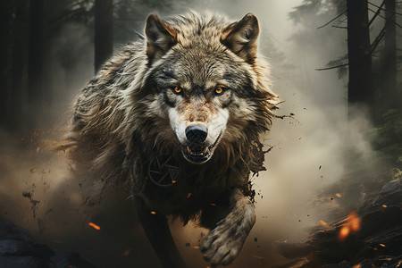 森林中的狼背景图片