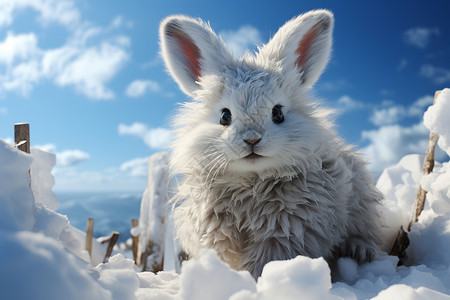 兔兔布表情表情冰冷的雪兔背景