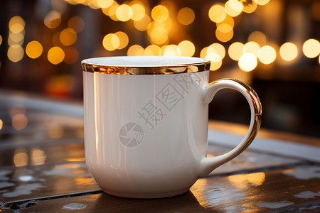边框咖啡杯陶瓷白色咖啡杯高清图片