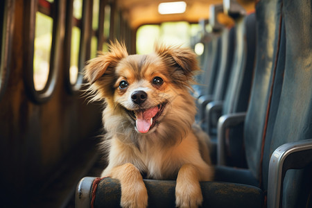 车厢上的吐舌小狗背景图片