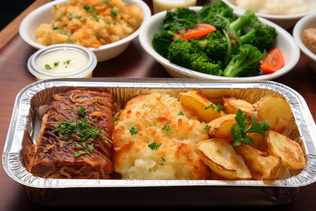 肉盒营养丰富的午餐盒背景