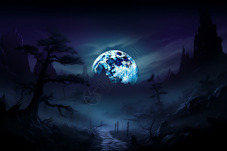 月光下的森林图片