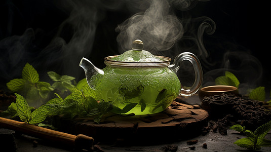 一壶紫苏茶背景图片
