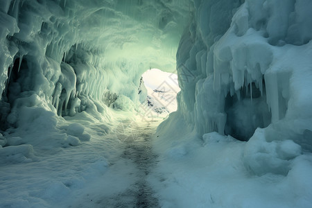 冰雪奇观山洞冰墙高清图片