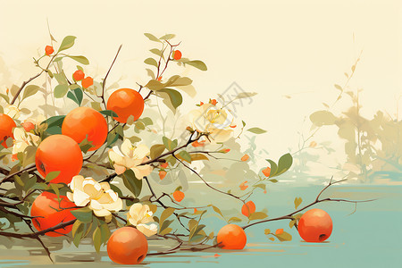 柔和色调融合的果树图片