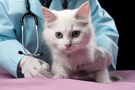 兽医检查白猫高清图片