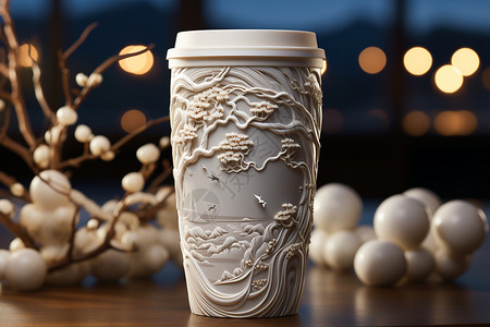 不来梅雕刻艺术中国风精美的咖啡杯设计设计图片