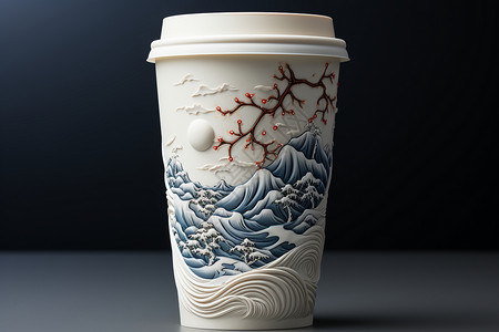 中国风艺术花纹的杯子背景图片