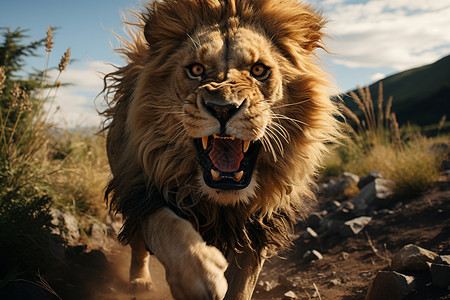 奔跑的狮子图片