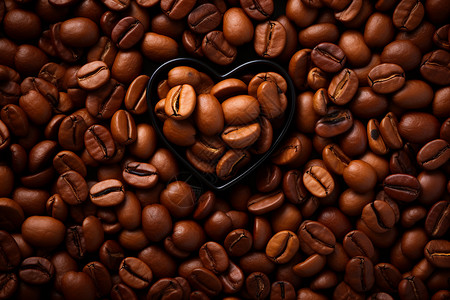 咖啡豆排列成心形图案图片