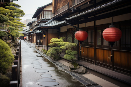 民艺亚洲传统住宅景色背景