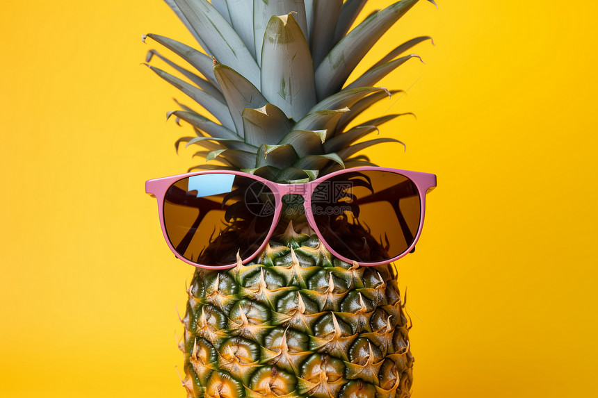 带着太阳眼镜的菠萝图片