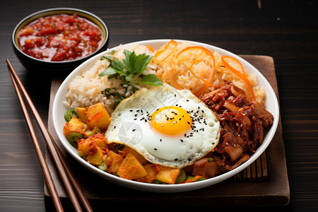 韩式炒饭美味泡菜炒饭背景