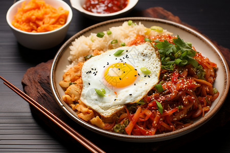韩式炒饭美味健康的拌饭背景