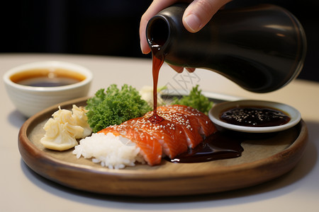 盘子里美味的寿司图片