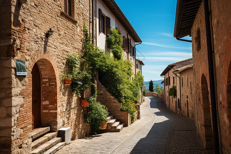 村庄的古老街道上图片