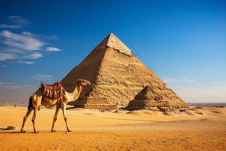 三星堆古物沙漠前的金字塔背景