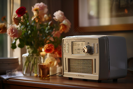 房间里的复古收音机图片