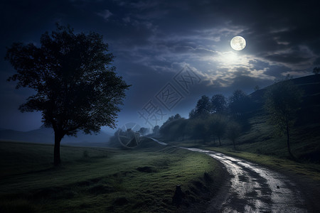 土卫二月亮土星夜晚的孤独风景背景