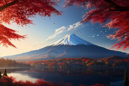 湖光山色的秋景图片