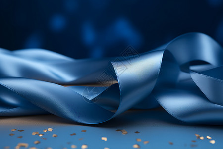 丝绸产品蓝色背景上有丝带背景