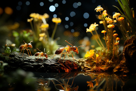 黄色蚂蚁微观世界中昆虫的完美细节背景
