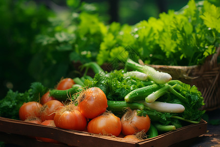 丰收的蔬菜篮背景图片
