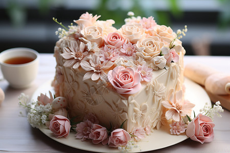 爱心蛋糕素材美味的爱心蛋糕背景