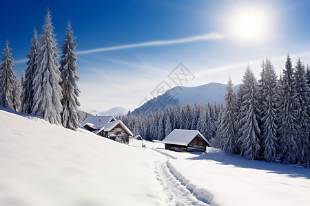 冬季雪地风景图片