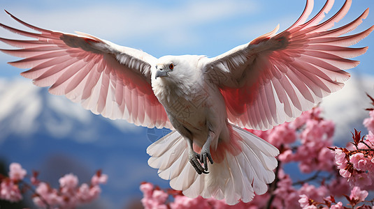 樱花树上飞鸟飞翔的小鸟背景