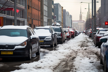 冰天雪地的城市街道图片