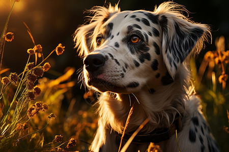 草原的斑点犬图片