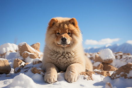 雪地理的小狗图片