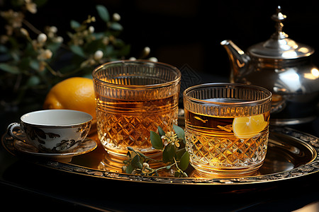 精致优美的玻璃茶具高清图片