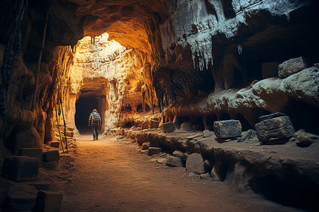天然洞穴壁画背景图片