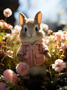 粉色毛衣创意艺术的可爱兔子设计图片