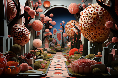 超现实色彩迷幻的花园背景图片