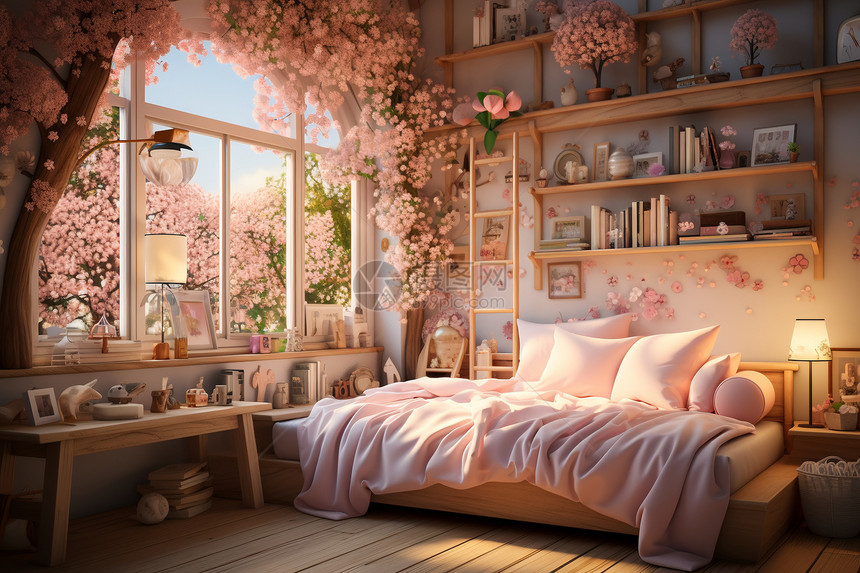 3D可爱梦幻的女孩卧室图片