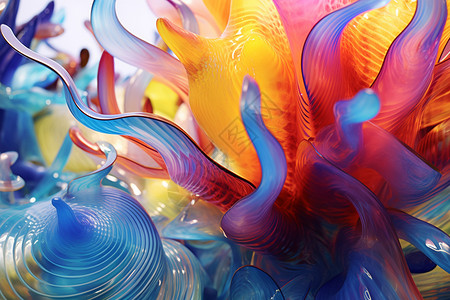 抽象创意玻璃色彩雕塑背景图片