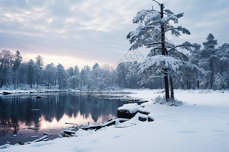 冬日静谧的自然景色背景图片