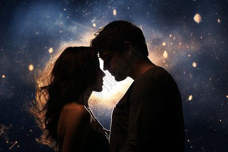 浪漫星空中的亲吻图片