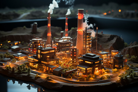 垃圾焚烧厂环保工厂创意概念图设计图片