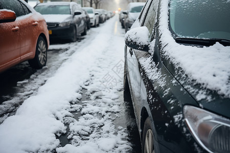 冬季雪后道路上的积雪图片