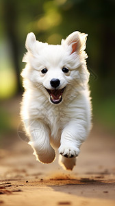 奔跑的白色小狗图片
