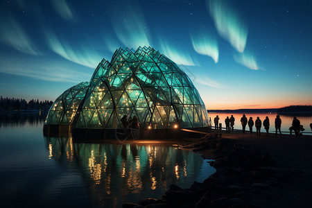 北极之花北极冰川之光的玻璃小屋设计图片