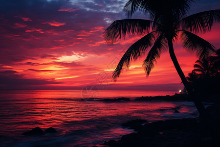 海上日落的美丽景观背景图片