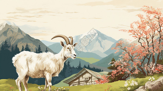卡通牧场的山羊图片