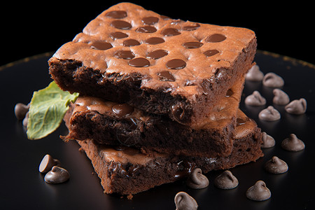 美味的巧克力布朗尼背景图片