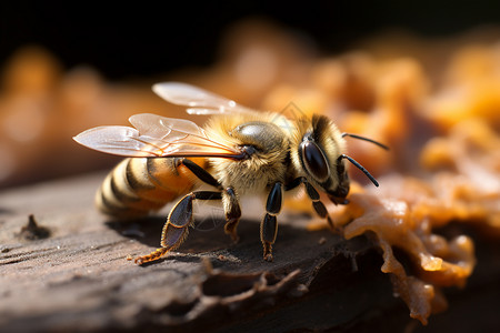 自然界中采蜜的蜜蜂图片